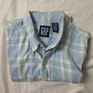 Gap Button-Up Long Sleeve Shirt Plaid Multi-Color Casual / Work / Large